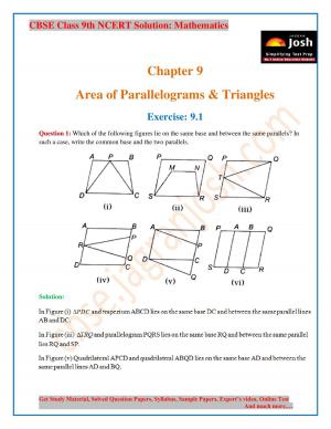 CBSE Class 9 NCERT Solution Mathematics Area of Parallelograms & Triangles