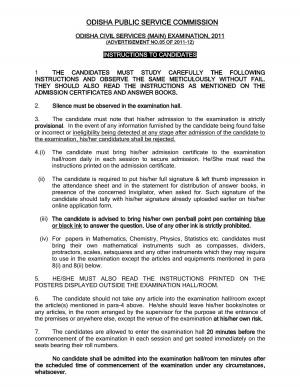 OCS Main (Written) Examination 2011: Download Admit Card