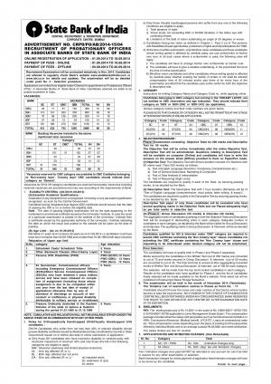SBI Associate Banks PO Exam 2014: Notification