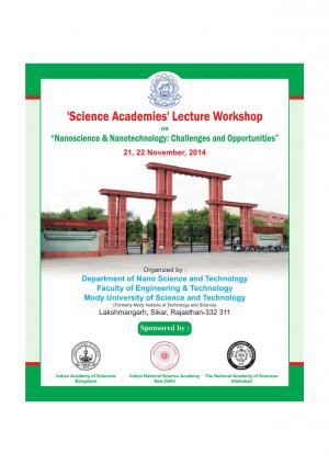 Free workshop on Nanotechnology Mody University Rajasthan 21-22 Nov 2014