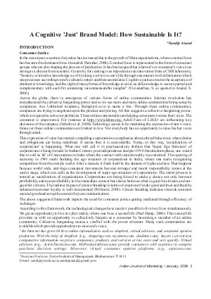 IJM-Jan09-Article1-A Cognitive 'Just' Brand Model: How Sustainable Is It?