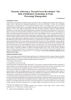 IJM-Jan09-Article2-Towards Achieving A 'Second Green Revolution'- The Role of Radiation Technology in Food Processing Management