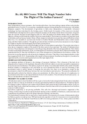 IJM-Feb09-Article2-Rs.60,000 Crores : Will The Magic Number Solve The Plight of The Indian Farmers?