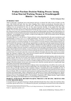 IJM-Feb09-Article3-Product Purchase Decision Making Process Among Urban Married Working Women in Tiruchirappalli District - An Analysis