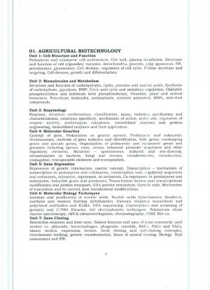 Combined ASRB NET 2014 (II) / ARS 2014 Preliminary Examination: Syllabus 1 to 10