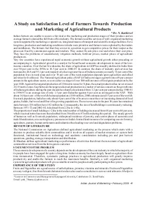 IJM-Feb09-Article6-A Study on Satisfaction Level of Farmers Towards Production and Marketing of Agricultural Products