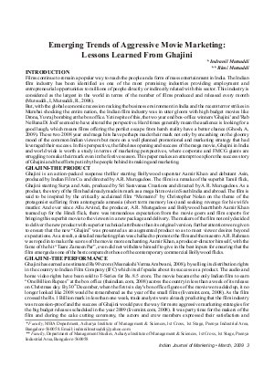 IJM-March09-Article1-Emerging Trends of Aggressive Movie Marketing: Lessons Learned from Ghajini