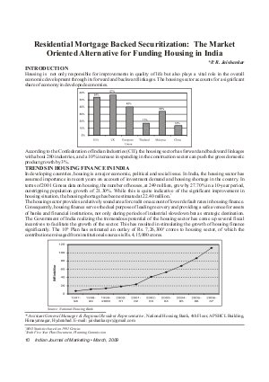 IJM-March09-Article2-Residential Mortgage Backed Securitization: The Market Oriented Alternative for Funding Housing in India