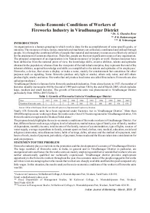 IJM-March09-Article6-Socio-Economic Conditions of Workers of Fireworks Industry in Viridhunagar District