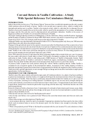 IJM-March09-Article7-Cost and Return in Vanilla Cultivation- A Study With Special Reference to Coimbatore District