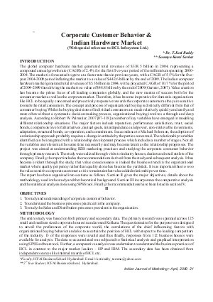 IJM-April09-Article4-Corporate Customer Behaviour & Indian Hardware Market(With Special Reference to HCL Infosystem Ltd)