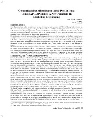 IJM-June09-Article4-Conceptualizing Microfinance Initiatives In India Using SAP-LAP Model: A New Paradigm In Marketing Engineering