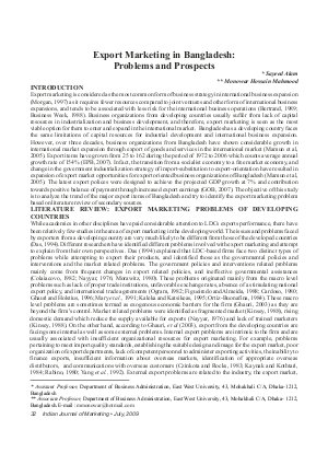 IJM-July09-Article6-Export Marketing in Bangladesh: Problems and Prospects