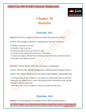 CBSE Class 9 NCERT Solution Mathematics Statistics