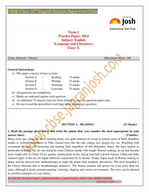 CBSE Class 10 English (Language and Literature) Practice Paper SA – 1 2014