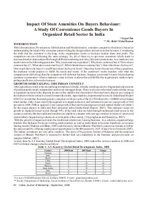 IJM-Sep09-Article6-Impact of Store Amenities on Buyers Behaviour : A Study of Convenience Goods Buyer In Organized Retail Sector in India
