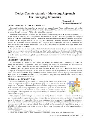 IJM-Oct09-Article3-Design Centric Attitude - Marketing Approach For Emerging Economies