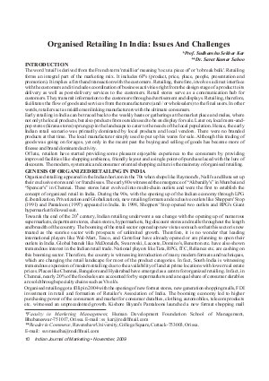 IJM-Nov09-Article2-Organised Retailing In India : Issues and Challenges