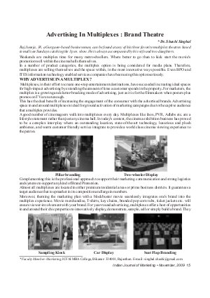 IJM-Nov09-Article3-Advertising In Multiplexes : Brand Theatre