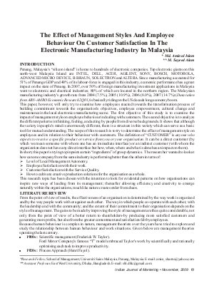 IJM-Nov09-Article4-The Effect of Management Styles and Employee Behaviour On Customer Satisfaction In The Electronic Manufacturing Industry In Malaysia
