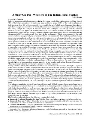 IJM-Nov09-Article8-A Study On Two - Wheelers in The Indian Rural Market