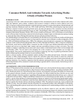 IJM-Dec09-Article4-Consumer Beliefs and Attitudes Towards Advertising Media : A Study of Indian Women