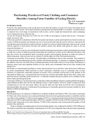 IJM-Dec09-Article8-Purchasing Practices of Food,Clothing and Consumer Durables Among Farm Families of Gadag District