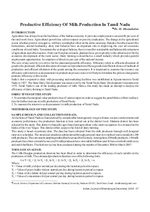 IJM-Dec09-Article9-Productive Efficiency of Milk Production In Tamil Nadu