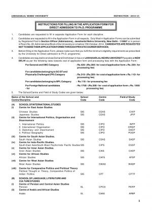 Jawaharlal Nehru University Notified Direct Admission to Ph.D. Programme 2015