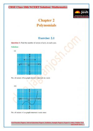 CBSE Class 10 NCERT Solution Mathematics Polynomials