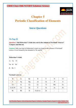 Periodic Classification of Elements: CBSE Class 10 NCERT Solution