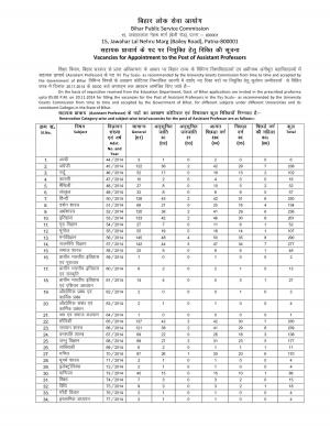 Bihar PSC Notified Recruitment for 3364 Assistant Professor Posts 2014