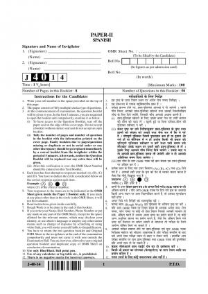 UGC NET June 2014: Question Papers – Spanish Paper II