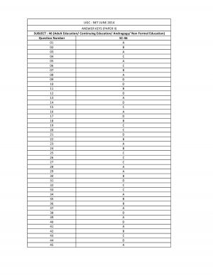 UGC NET June 2014: Answer Keys – Adult Education Paper II