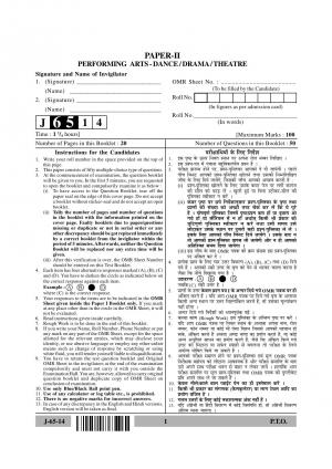 UGC NET June 2014 Question Paper - Performing Arts Paper II