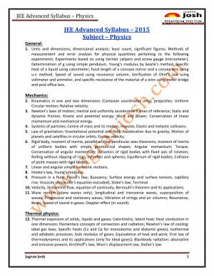 JEE Advanced 2015 Syllabus Physics