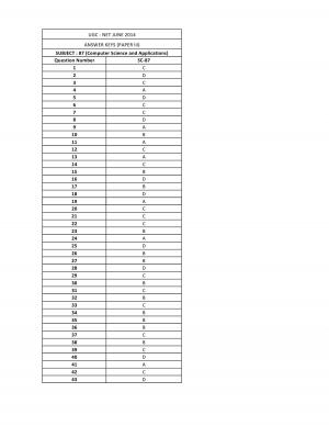 UGC NET June 2014 Answer key –  Computer Science and Applicatio