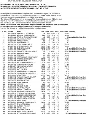 SSC MPR Declared Result for Common Screening Test for Draughtsman Grade I 2014