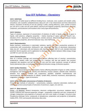 Goa CET Chemistry Syllabus