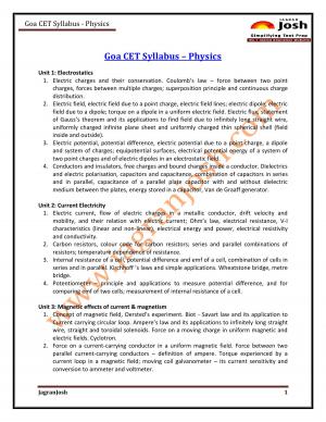Goa CET Physics Syllabus