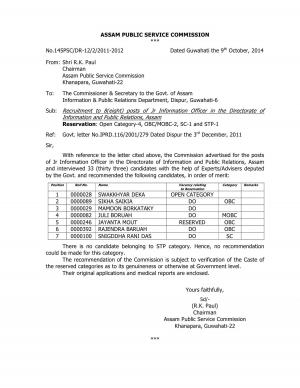 APSC Declared Final Result for Secretary, Sr Information Officer & Jr. Information Officer Post (1)