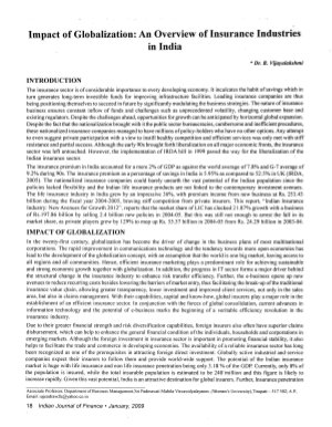 IJF-Jan09-Article3-Impact of Globalization : An Overview of Insurance Industries in India