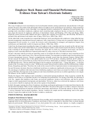 IJF-Feb09-Article5-Employee Stock Bonus and Financial Performance : Evidence From Taiwan's Electronic Industry