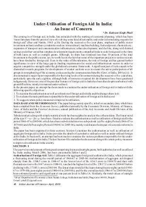 IJF-April09-Article6-Under Utilisation of Foreign Aid In India: An Issue of Concern