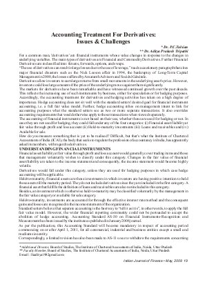 IJF-May09-Article3-Accounting Treatment For Derivatives: Issues and Challenges