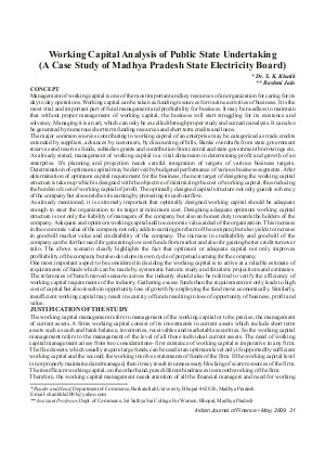 IJF-May09-Article5-Working Capital Analysis of Public State Undertaking (A Case Study of Madhya Pradesh State Electricity Board)