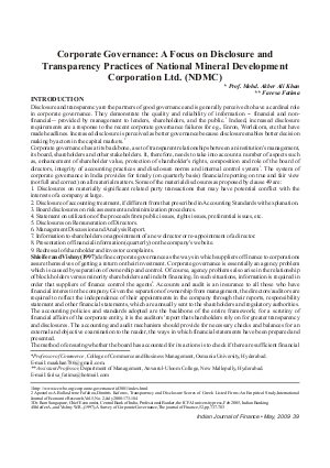 IJF-May09-Article6-Corporate Governance: A Focus on Disclosure and Transparency Practices of National Mineral Development Corporation Ltd.(NDMC)