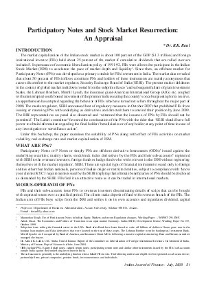 IJF-July09-Article8-Participatory Notes and Stock Market Resurrection: An Appraisal