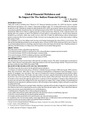 IJF-August09-Article-2Global Financial Meltdown and Its Impact On The Indian Financial System