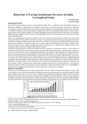 IJF-Aug09-Article3-Behaviour of Foreign Institutional Investors in India : An Empirical Study
